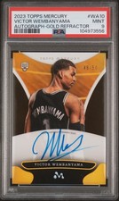 2023 24 victor wembanyama rookie card  psa 9 topps mercury gold auto