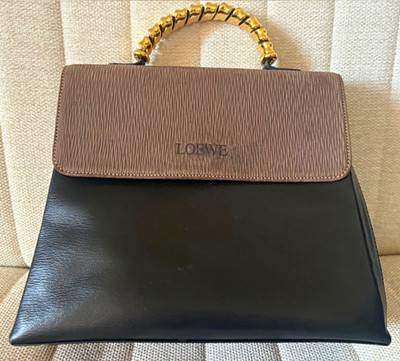 Loewe Velazquez Top Handle Bag Medium Black Brown w/ Detachable Strap Gold