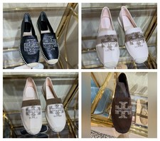 Tory Burch Women  s Embellished Espadrille Suede Leather Shoe