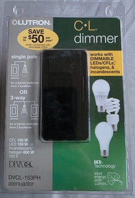 Lutron Diva LED Dimmer DVCL-153PH-BL Single / 3 Way Black
