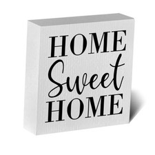 Home Sweet Home Rustic Farmhouse Style Wood Sign Art 5 x 5 Inch White0105