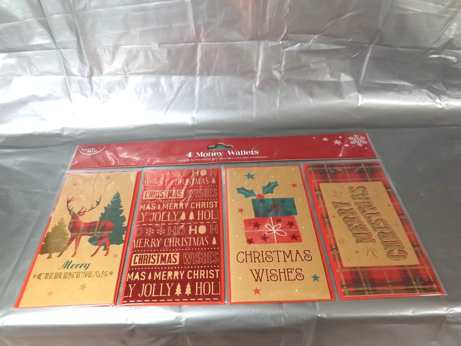 Christmas Money Wallets 4 Pack Gift Voucher Card Holders With Envelopes Sealed