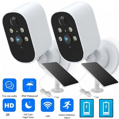 XVIM 2PK WiFI Solar Battery Outdoor 3MP HD Wireless Security Camera 2 Way Audio