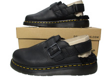 Dr Martens Jorge II Black Faux Fur Sling Back Mules Shoes Womens Sz 10 Mens Sz 9