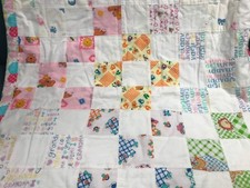 Baby Quilt Blanket 52x36 Grandma Mommy Daddy Bright Colored Circles Handmade