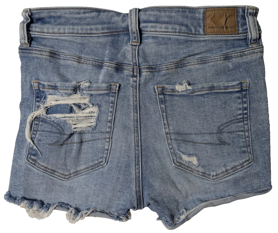 AMERICAN EAGLE NE(X)TLEVEL STRETCH HI RISE SHORTIE Women 6 Distressed Paisley - Image 2 of 4