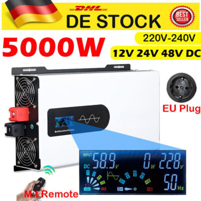 2500W 5000W Max 12V 24V 48V - 230V Reiner Sinus Spannungswandler Wechselrichter