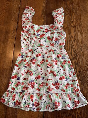 Francesca s Dress Eyelet Floral Short Ruffle Pinafore Cottage Core NEW NWT M