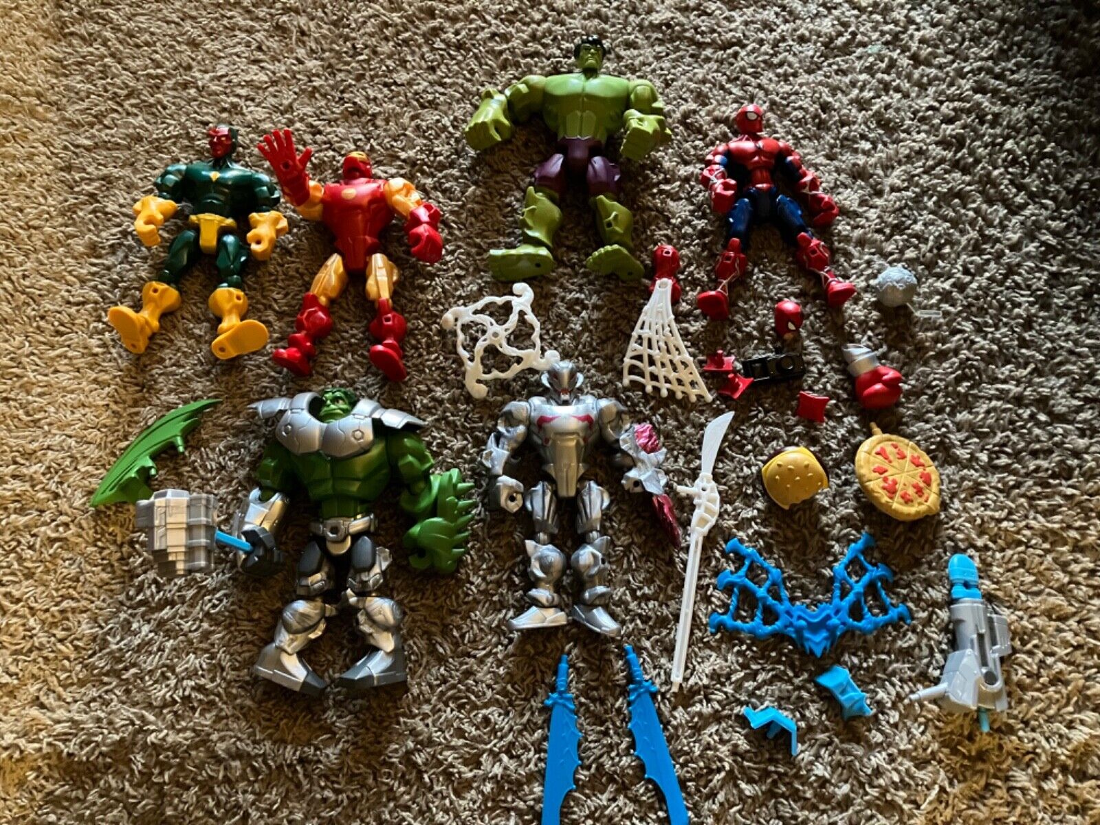 Lot of 6 Marvel Superhero Hero Mashers Hasbro Action Figures plus accessories