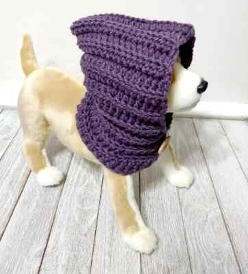 crochet handmade pet hood hat dog snood cat xs small  breed deep purple