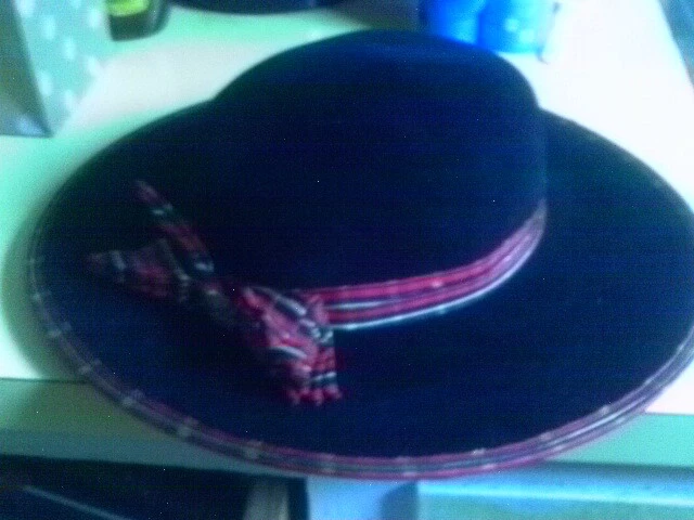 SOMBRERO KOKIN vintage años 80 fieltro negro elegante ribete a cuadros-amor ecuestre Foto 3 de 4