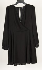 Express Women’s Dress Medium Black A Line Long Sleeve V Neck Lined