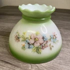 Vintage Green/White Milk Glass Lamp Shade Floral Both Sides 8" Diameter