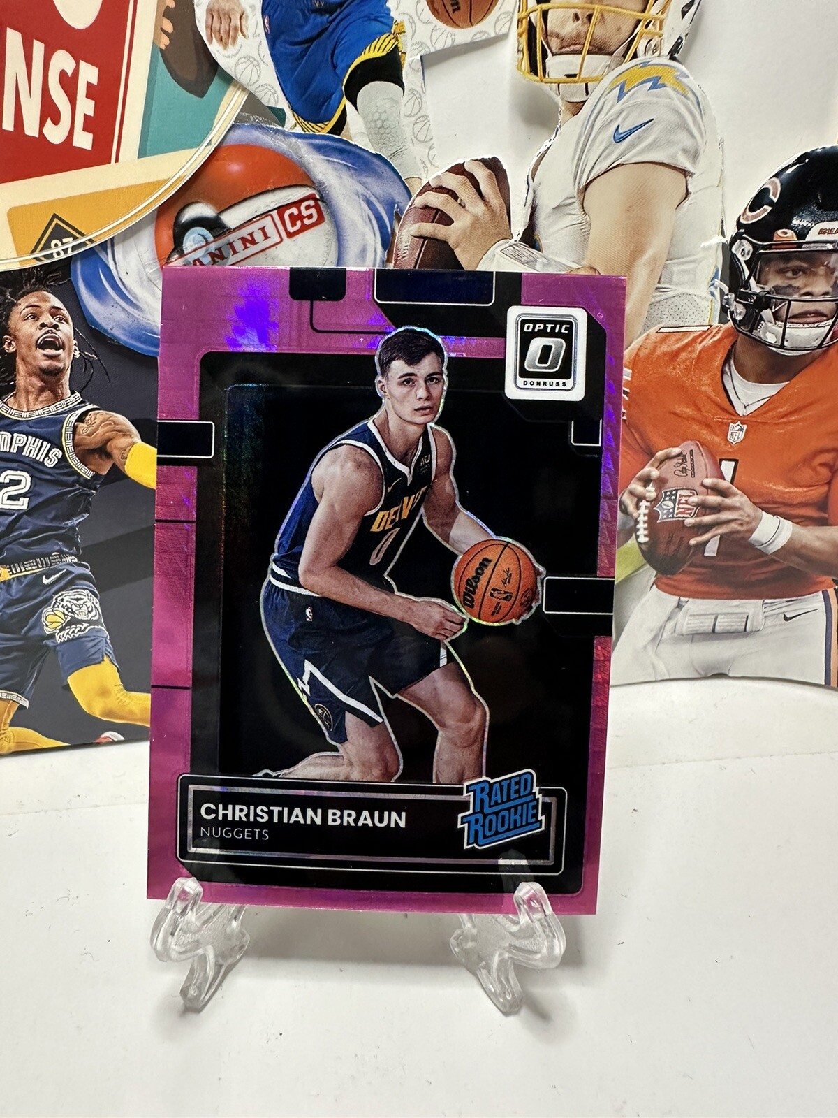 2022 2023 Donruss Optic Christian Braun Hyper Pink Holo 238 SP Prizm Rookie Rc