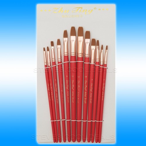 High quality ART Paint brush sets 12pcs Flat / Tip Painting Brushes Set