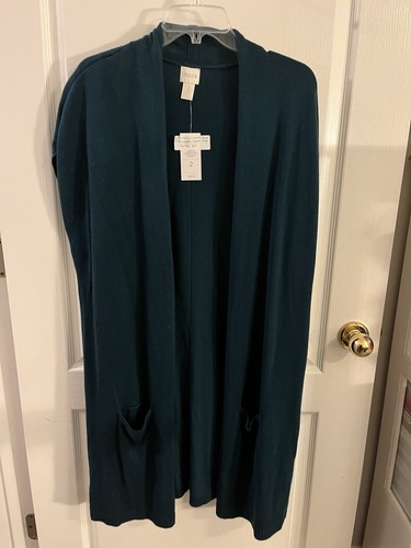 Chicos New With Tags Goddess Green Sweater Vest Long Size 2 M L XL