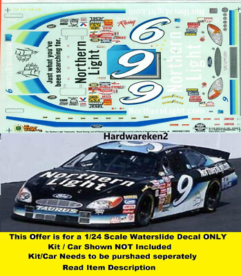 NASCAR DECAL # 9 NORTHERN LIGHT.COM  2000 BGN FORD TAURUS JEFF BURTON SLIXX 1/24