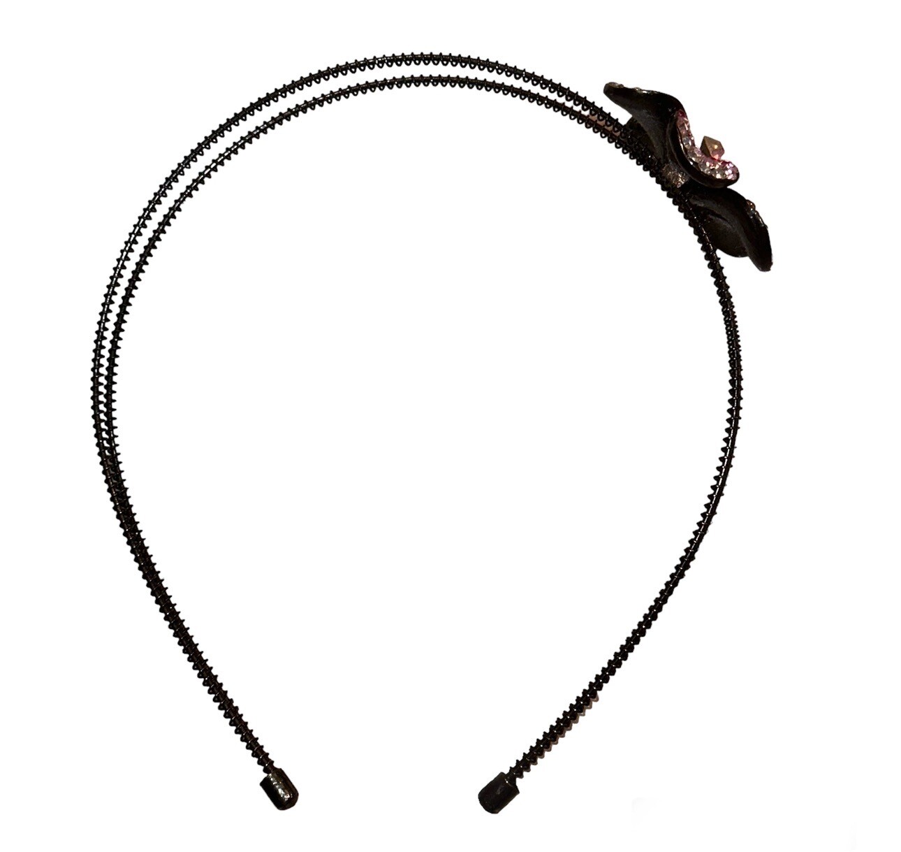 Double Split Row Headband with Crystal Rhinestone… - image 4