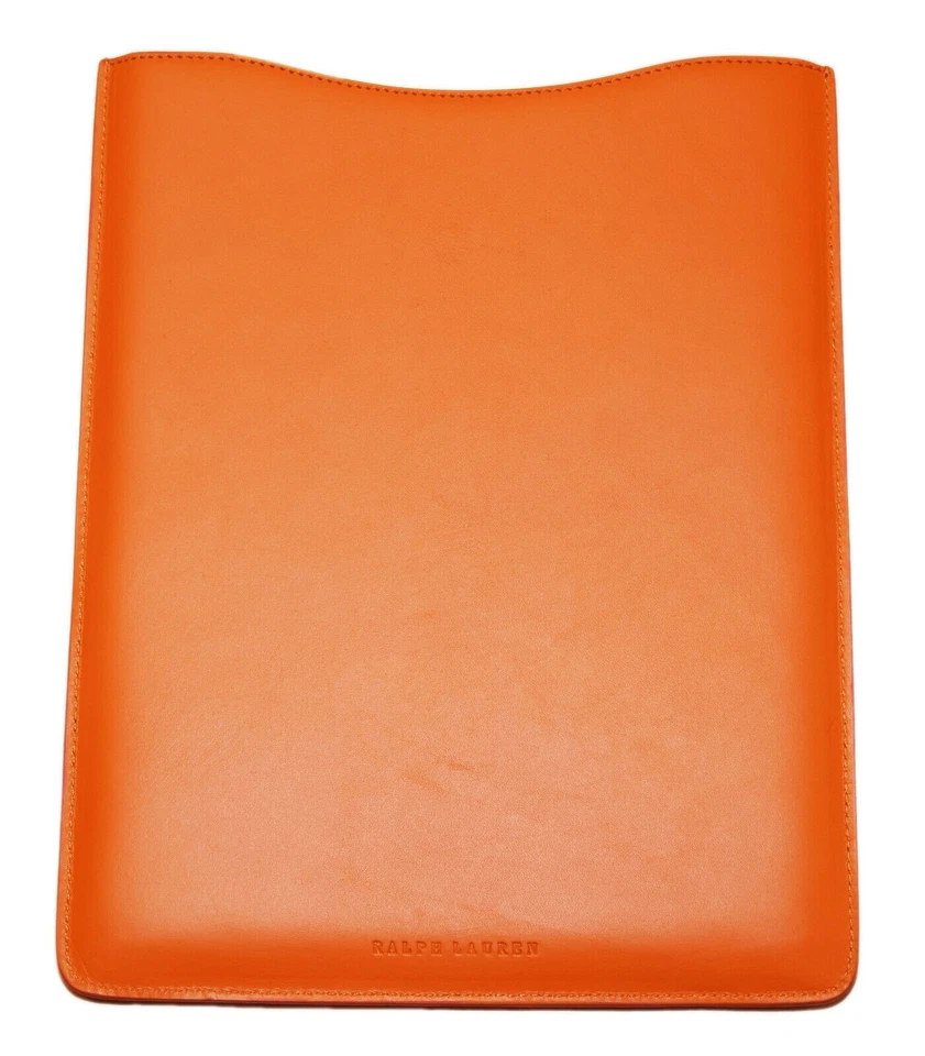 $395 Polo Ralph Lauren Cuero Documentos Tableta Funda Carpeta Estuche Naranja Italiano Foto 2 de 4