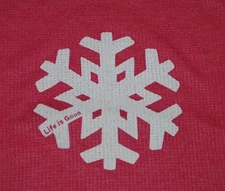 NWT Women's Life Is Good Snowflake Pop Pink FITTED LS Waffle Thermal Top