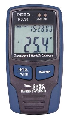 REED INSTRUMENTS R6030 Temperature and Humidity Datalogger, -40 to 158°F (-40