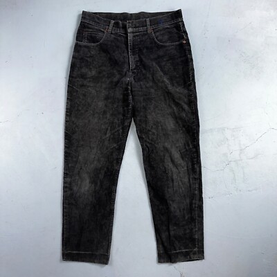 Levis Vintage 630 30x27 Corduroy Trousers Black Straight 90s Missing Button