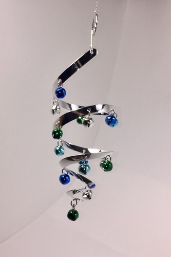 SILVER SPIRAL WITH BELLS VINTAGE CHRISTMAS ORNAMENT - Picture 2 of 5