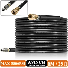 25FT 3/8" QC High Pressure Washer Hose Kink Resistant Cold Water Max  5800 PSI