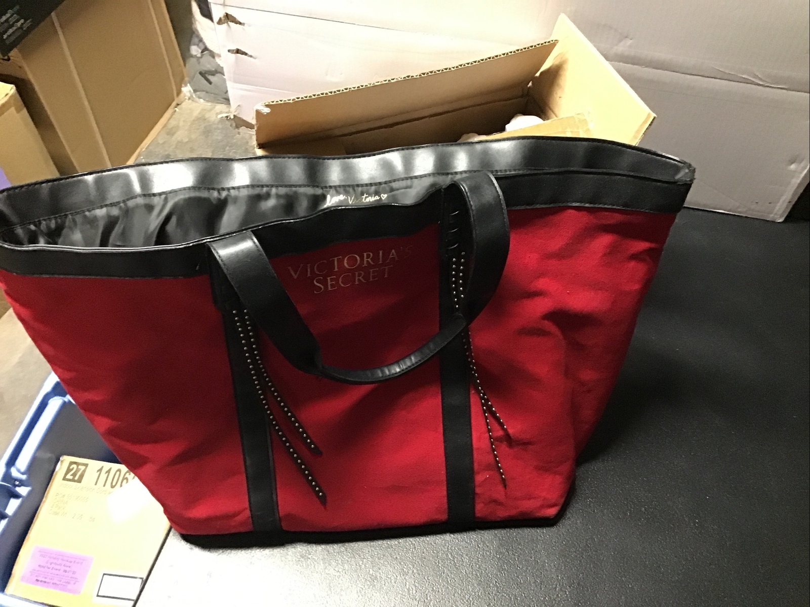 Victoria’s Secret Tote Bag Large handbag Red w/ black liner FREE SHIP