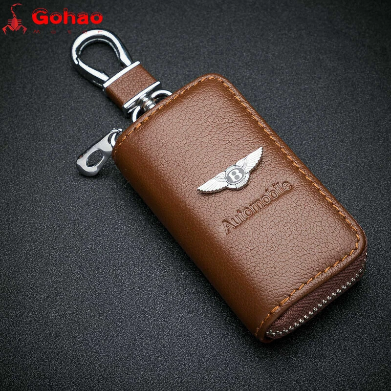 Funda con soporte para llavero de cuero genuino para Bentley Continental GT GTC Arnage Foto 4 de 4