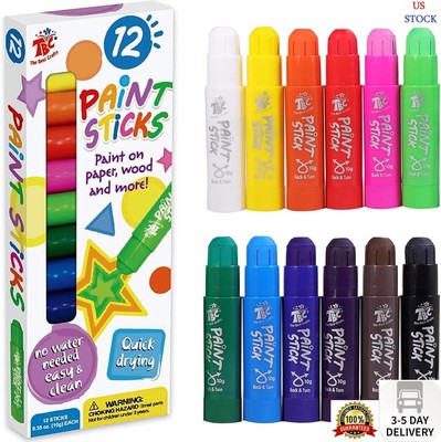TBC The Best Crafts Paint Sticks,12 Classic Colors, Washable Paint, Non-Toxic, T