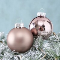 10 Weihnachtskugeln Glas Ø 6 Cm Taupe Glanz Matt Deko Winter Advent Weihnachten