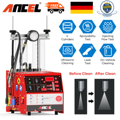 Ultrasonic Fuel Injector Tester Injector Cleaning Machine 4 Cylinder ANCEL AJ400