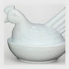Vintage Hen On Nest Milk Glass White 3.5” Tall Collectible Candy Dish