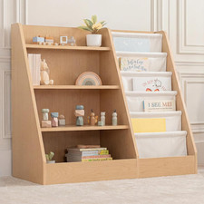 Montessori Kids Bookshelf - Sturdy MDF Storage Organizer for Toys  Books