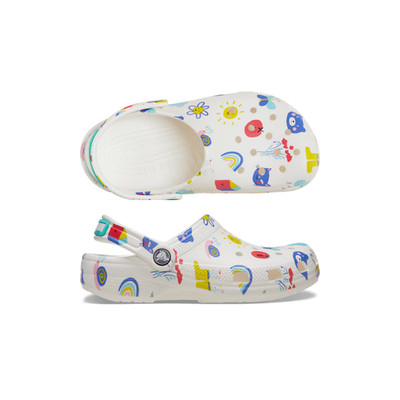 Crocs Classic Doodle Print Clog White Multi Kids