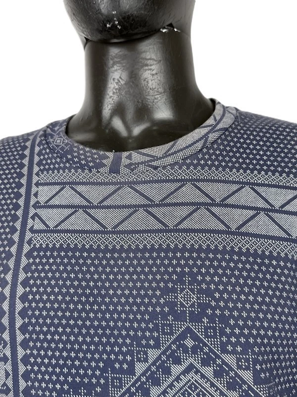 Carhartt sweat-shirt homme M bleu fantaisie géométrique col coton streetwear - Photo 4/4