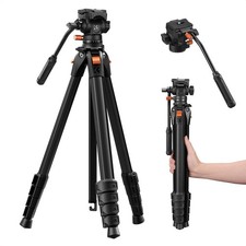 K F Concept 187cm Aluminum Tripod Camera Video Tripod with Fluid Head 3KG Loads