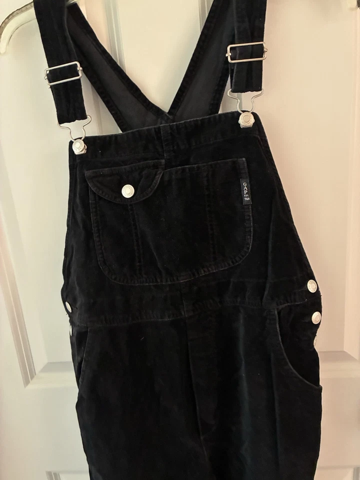 Mono con tirantes de terciopelo negro aplastado Y2K GAP niñas XXL excelente Foto 2 de 4