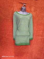 COS Striped Jumper Size L Green White Graduating Stripe 100% Cotton Heavy Knit