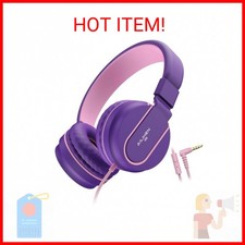 Kids Headphones, Wired Headphones for Kids On Ear with Microphone, 93dB Volume L