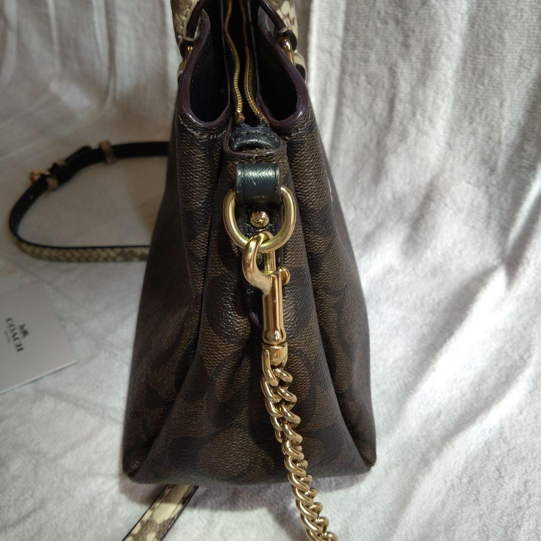 COACH Brown Python Signature Handbag Shoulder Sna… - image 10