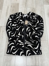 Nike Swoosh Loose Fit High-Pile Jacket Sherpa Women's M Black White FV8025-010