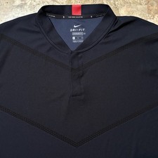 Nike Tiger Woods Polo Shirt Mens 2XL Blue Blade Collar Snap Golf CT3797