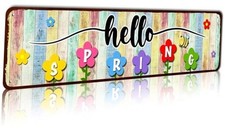 Hello Spring Sign, Colorful Flowers Spring Decoration Wreath Farmhouse Welcome