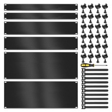 6 Pack 1U/2U/4U Metal Rack Mount Blank Panels - Flat Steel Filler Spacer Acce...