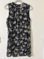 DR2 Sleeveless Black Floral Casual Dress Women's Size Large
