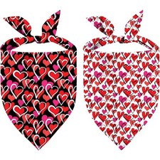 Heart Dog Bandana Reversible Triangle Bibs Scarf Mother's Day Bandanas for
