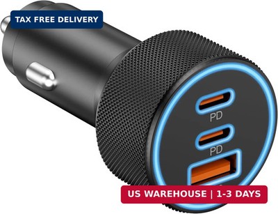 Car Charger USB C, 3-Port 67W Dual USB-C & USB-A Car Phone Charger Accessories P