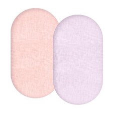 2 Pack Muslin Bassinet Fitted Sheets - 100 Cotton, Fits Oval/Rectangle/Hourg...